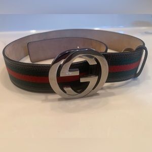 Gucci Belt. Silver hardware interlocked G.